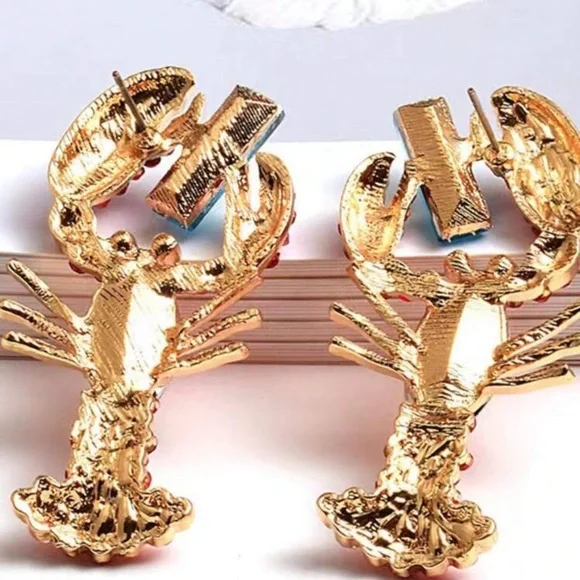 Red and Blue Lobster Earrings never worn - Picture 5 of 7
